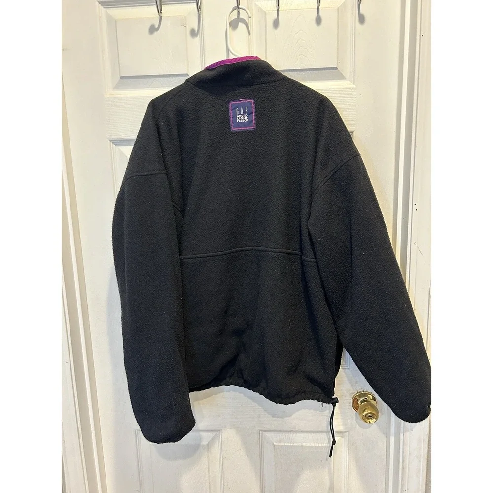 Vintage Gap Arctic Light Fleece Reversible Anorak Jacket XL Lime Green Black 90s